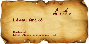 Lévay Anikó névjegykártya